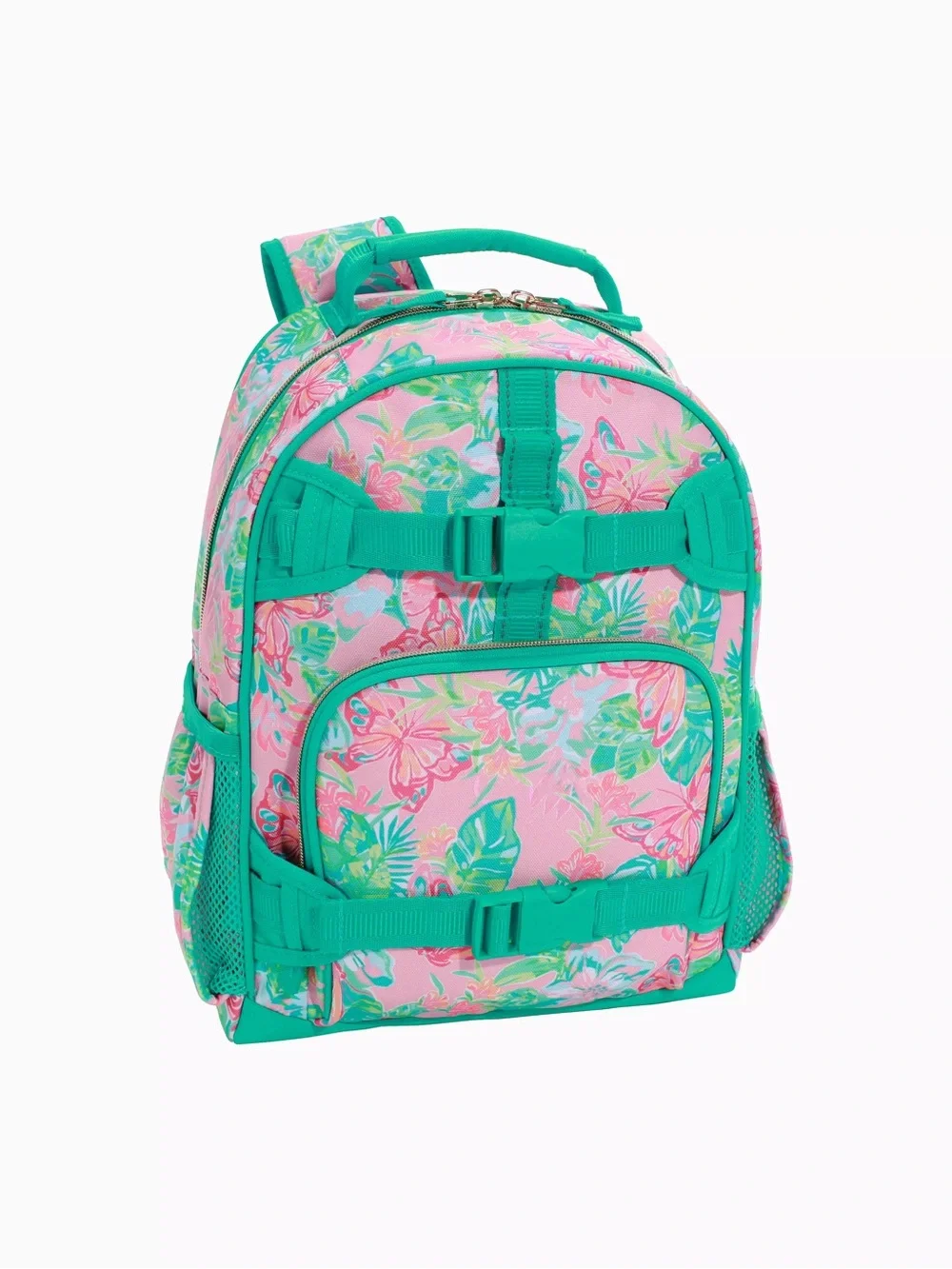 Lilly Pulitzer x Pottery Barn Butterfly Print Backpack Pink Teal Gold Zipper